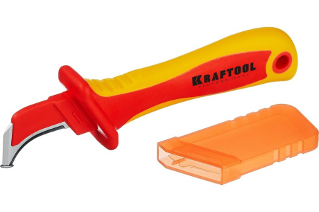 Купить Диэлектрический нож электрика с "пяткой", изогнутый Kraftool KN-7, 45400 фото №1