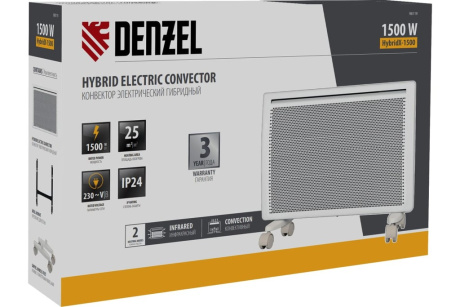 Купить Конвектор гибридный эл. HybridX-1500  ИК нагреватель  цифровой термостат  DENZEL фото №15