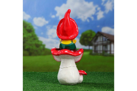 Купить Садовая фигура "Гном на грибе"  разноцветный  52 см 4064493 фото №3