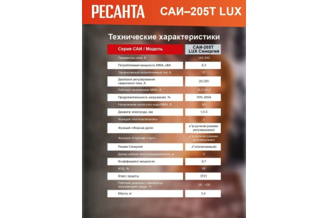 Купить Аппарат САИ-205Т LUX сварочный инверторный  Ресанта фото №11