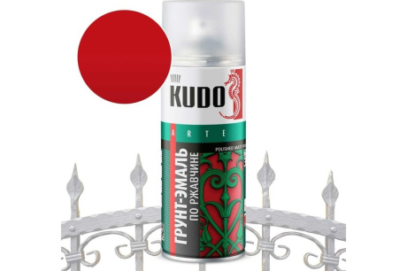 Купить KUDO Грунт-эмаль аэрозоль. по ржавчине красная 520мл.  KU-313020 фото №2