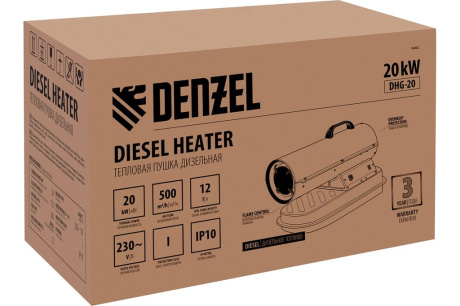 Купить Дизельная тепловая пушка DHG-20  20 кВт  500 м3/ч  прямой нагрев Denzel 96482 фото №27
