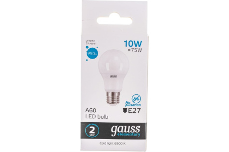 Купить Лампа GAUSS LED Elementary A60 10W Е27 6500K фото №5