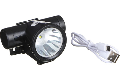 Купить Налобный фонарь ЧИНГИСХАН 1 LED  3 Вт  7х8см  2 режима  1200мАч  USB кабель  пластик 221-018 фото №2