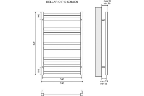 Купить Водяной полотенцесушитель Lemark Bellario П10 500x800 черный LM68810BL фото №4