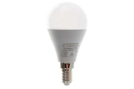 Купить Лампа светодиодная FERON LB-750 11W 230V E14 G45 шар 6400K 955lm 45*92mm 25948 фото №3