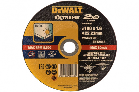 Купить Диск  абразивный DEWALT EXTREME 180*1,6*22.2 металл DT 43938 фото №2