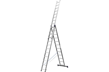 Купить Трехсекционная лестница СИБИН 12 ступеней со стабилизатором алюминиевая 38833-12 фото №2