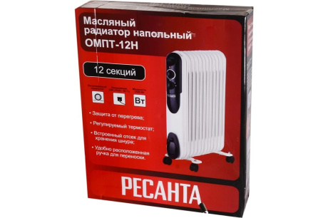 Купить Масляный радиатор РЕСАНТА ОМПТ-12Н 2 5кВт фото №6