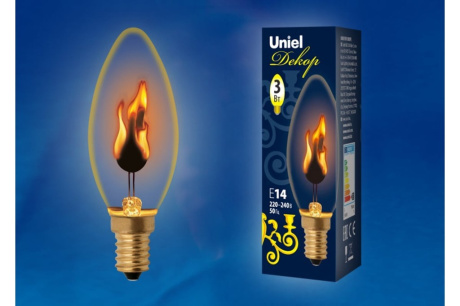 Купить Лампа ЛН Uniel С35 3W E14 эффект пламени IL-N-C35-3/RED-FLAME/E14/CL фото №6