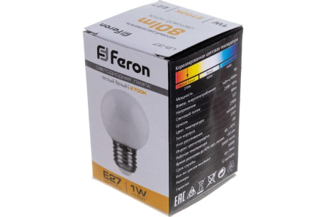 Купить Лампа светодиодная FERON LB-37 1W 230V E27 шарик 2700K 80lm 45*70mm 25878 фото №7