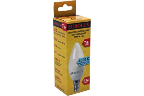 Купить Лампа LL-E-C37-7W-230-4K-E14  свеча  нейтр  Eurolux фото №4