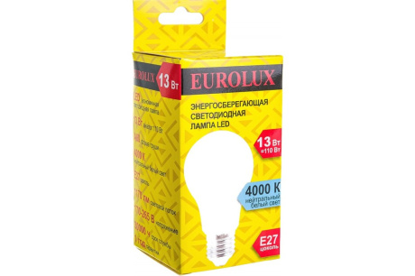 Купить Лампа светодиодная EUROLUX А60 13W E27 4000K 1170lm LL-E-A60-13W-230-4K-E27 фото №10
