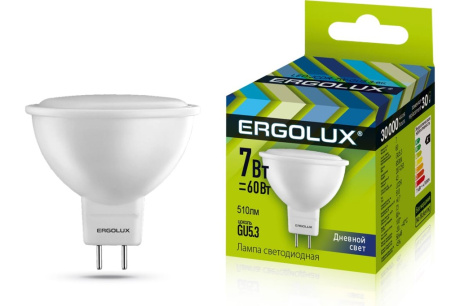 Купить Лампа Ergolux LED-JCDR-7W-GU5.3-6500K  510лМ фото №1