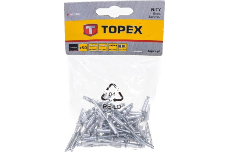 Купить TOPEX Заклепки алюминиевые 4 0*12 5мм 50шт  1/150  43E403 фото №2