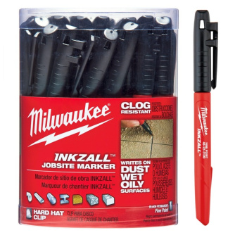 Купить Набор маркеров Milwaukee INKZALL для стройплощадки (упак. 36 шт.) тонкий черный фото №1
