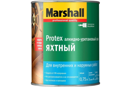 Купить Лак Marshall Protex Яхтный алкидно-уретановый глян. 0 75л  5255237 фото №1