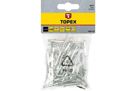 Купить TOPEX Заклепки алюминиевые 4 8*14 5м 50шт  1/120  43E504 фото №2
