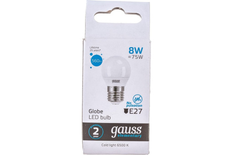 Купить Лампа GAUSS LED Elementary Globe 8W Е27 6500K 53238 фото №6