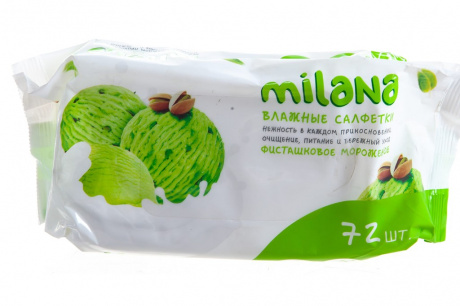Купить Салфетки влажные GRASS Milana Фисташковое мороженое (72 шт) фото №3