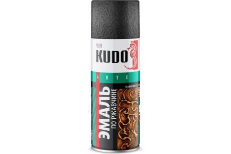 Купить KUDO Эмаль аэрозоль. молотковая по ржавчине серебристо-черная 520мл  KU-3013 фото №1