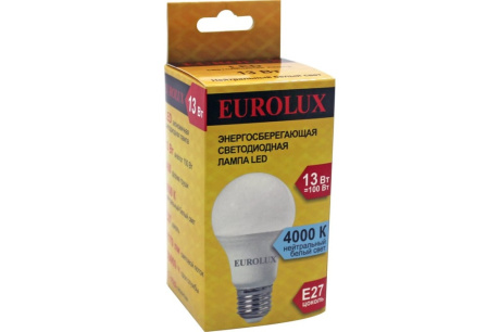Купить Лампа светодиодная EUROLUX А60 13W E27 4000K 1170lm LL-E-A60-13W-230-4K-E27 фото №3