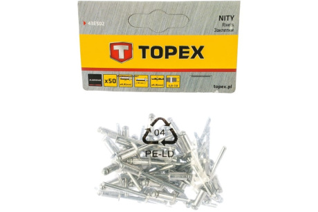 Купить TOPEX Заклепки алюминиевые 4 8*10 0мм 50шт  1/120  43E502 фото №5