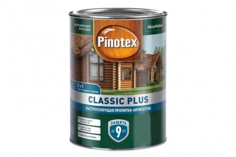 Купить Быстросохнущая пропитка-антисептик PINOTEX CLASSIC PLUS 3 в 1 лиственница 0,9 л фото №1