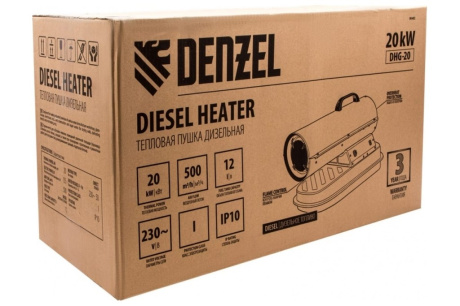 Купить Дизельная тепловая пушка DHG-20  20 кВт  500 м3/ч  прямой нагрев Denzel 96482 фото №14