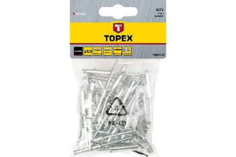 Купить TOPEX Заклепки алюминиевые 4 0*18 0мм 50шт  1/150  43E405 фото №2