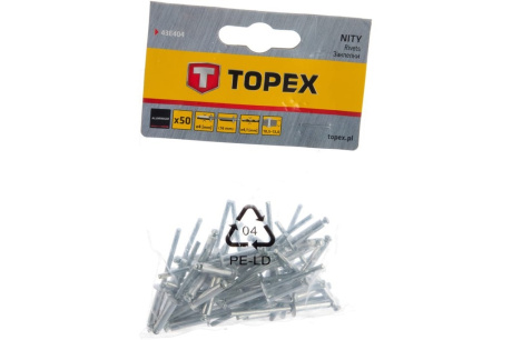 Купить TOPEX Заклепки алюминиевые 4 0*16 0мм 50шт  1/150  43E404 фото №3