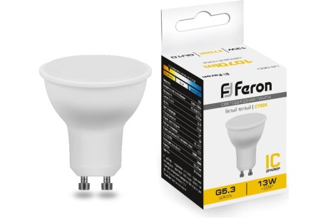 Купить Лампа светодиодная FERON LB-960 13W 230V GU10 2700K 800lm 50*50mm фото №1