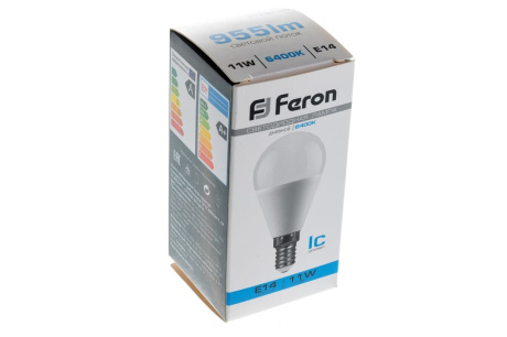 Купить Лампа светодиодная FERON LB-750 11W 230V E14 G45 шар 6400K 955lm 45*92mm 25948 фото №5