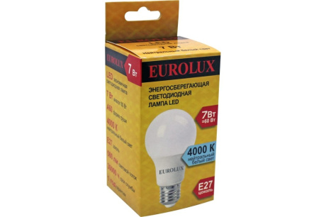 Купить Лампа светодиодная "Груша" 7Вт Е27 4000К LL-E-A60-7W-230-4K-E27  EUROLUX LL-E-A60-7W-230-4K-E27 фото №3