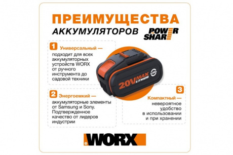 Купить Триммер WORX WG157E 20V 1,5Ач аккумуляторный фото №10
