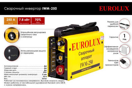 Купить Сварочный аппарат инверторный EUROLUX IWM250 фото №2