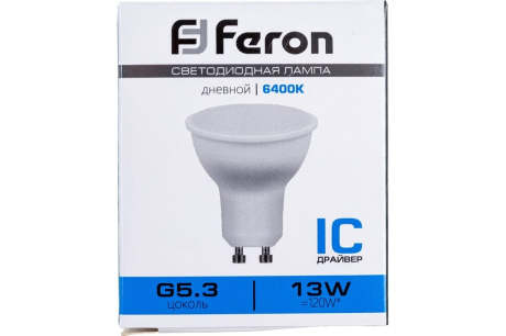 Купить Лампа светодиодная FERON LB-960 13W 230V GU10 6400K 50*50mm фото №6